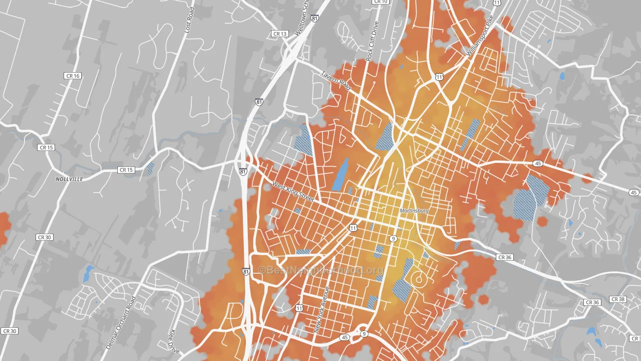 Bike Grade map of Rosemont, Martinsburg, WV
