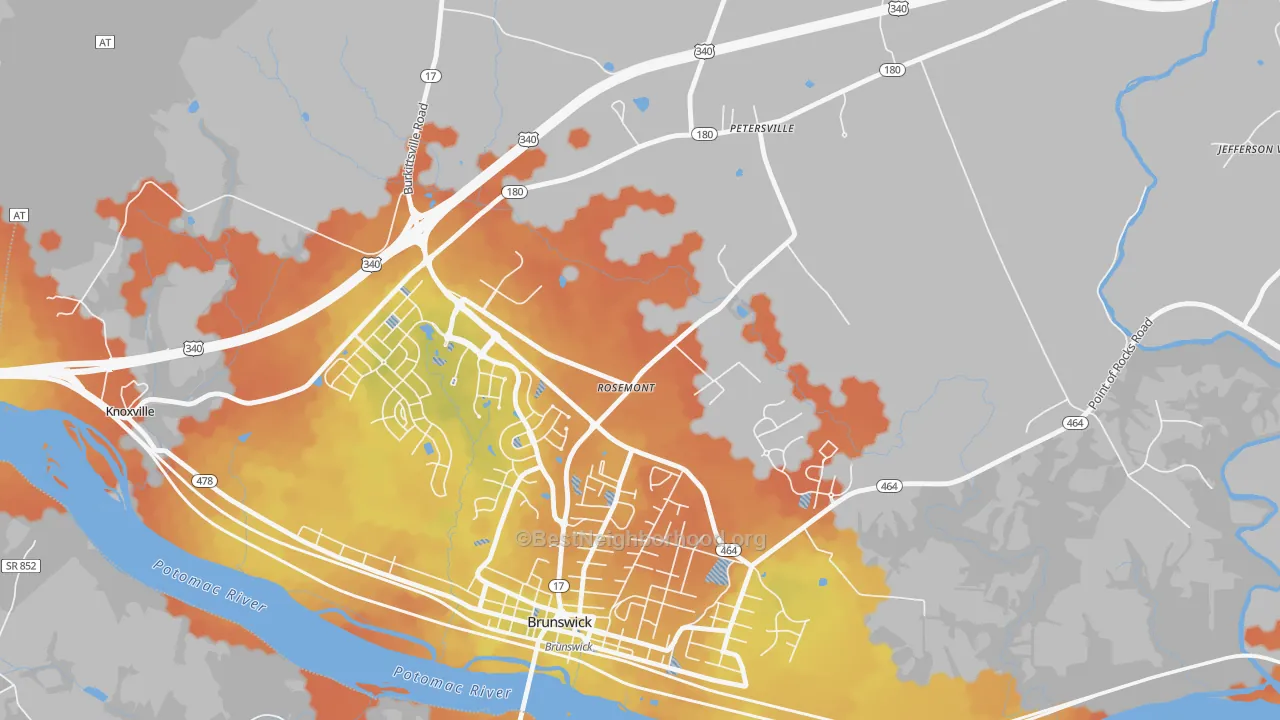 Bike Grade map of Rosemont, MD