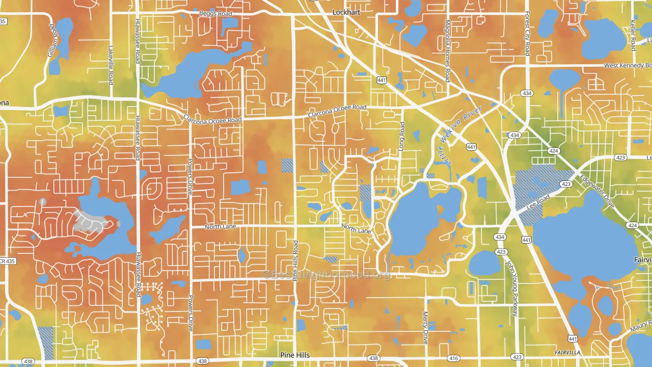 Bike Grade map of Rosemont North, Orlando, FL