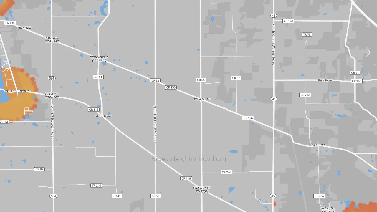Bike Grade map of Rosemont, OH