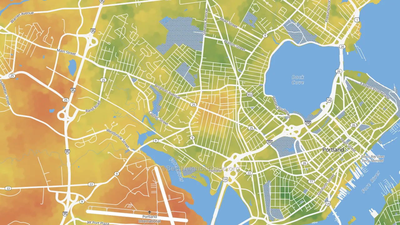 Bike Grade map of Rosemont, Portland, ME