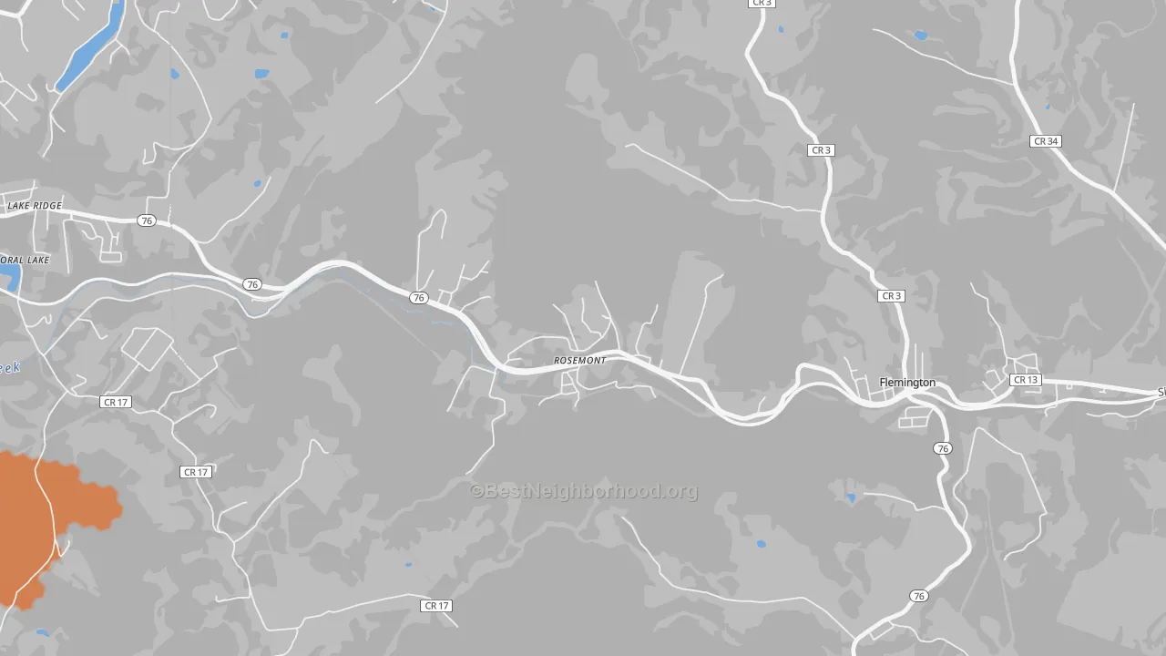 Bike Grade map of Rosemont, WV