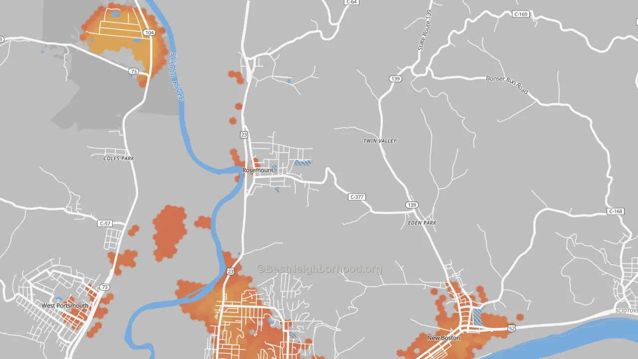 Bike Grade map of Rosemount, OH