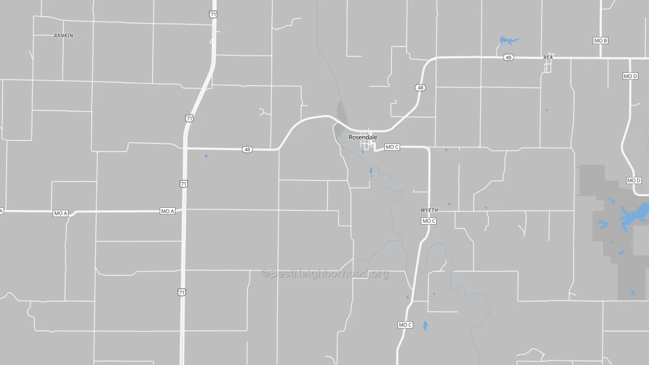 Bike Grade map of Rosendale, MO