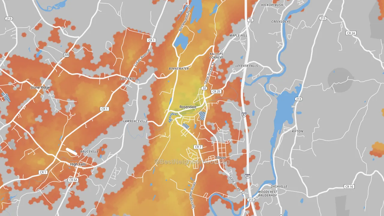 Bike Grade map of Rosendale, NY