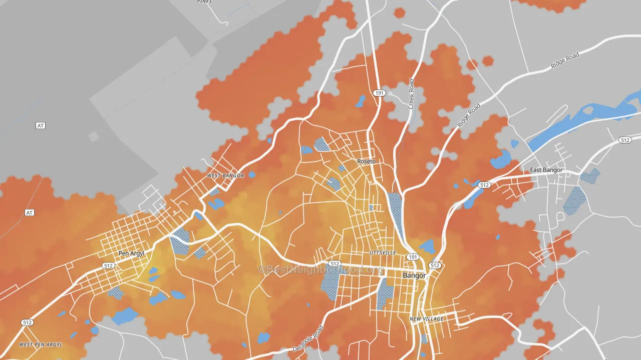 Bike Grade map of Roseto, PA