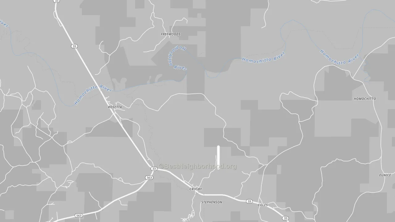 Bike Grade map of Rosetta, MS