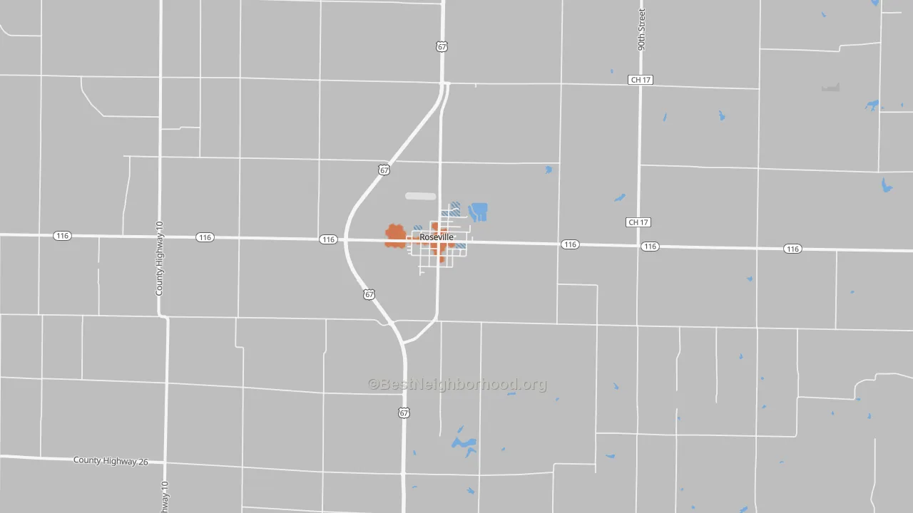 Bike Grade map of Roseville, IL
