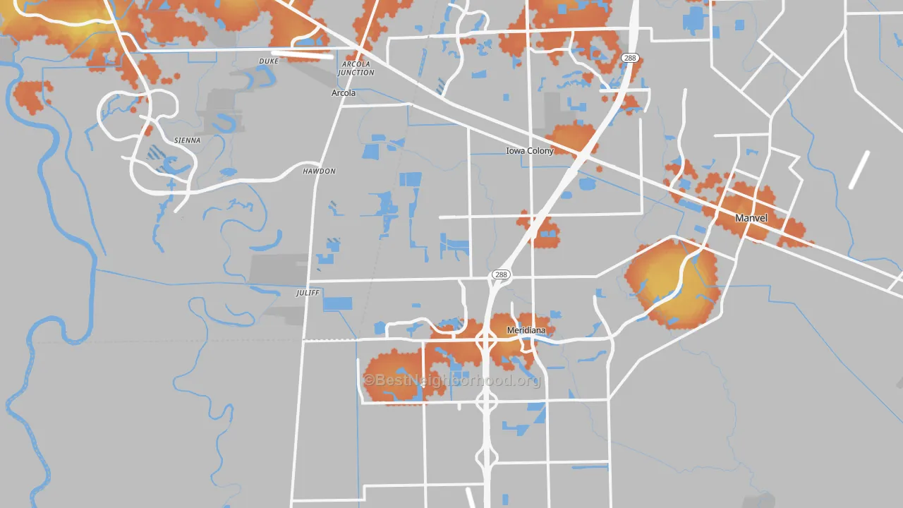 Bike Grade map of Rosharon, TX