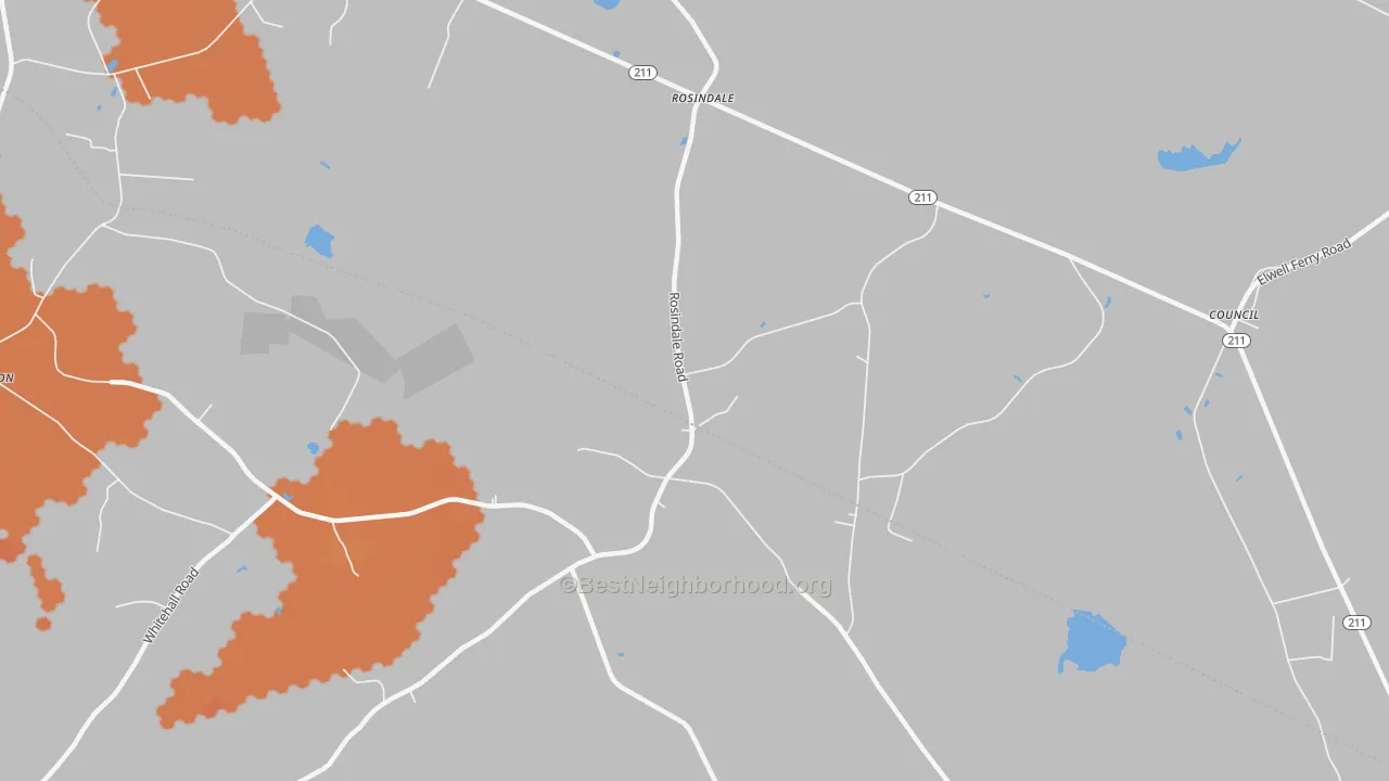 Bike Grade map of Rosindale, NC