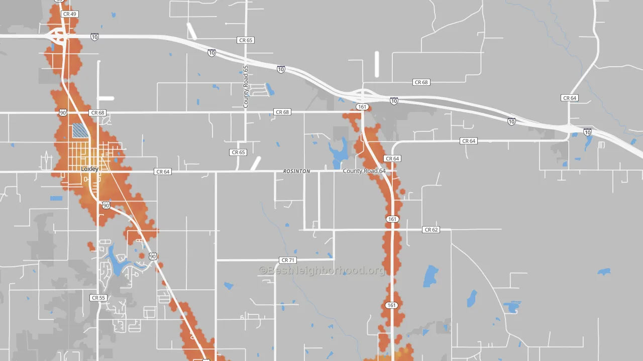 Bike Grade map of Rosinton, AL