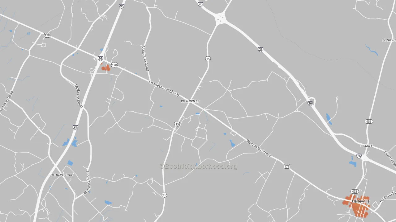 Bike Grade map of Rosinville, SC