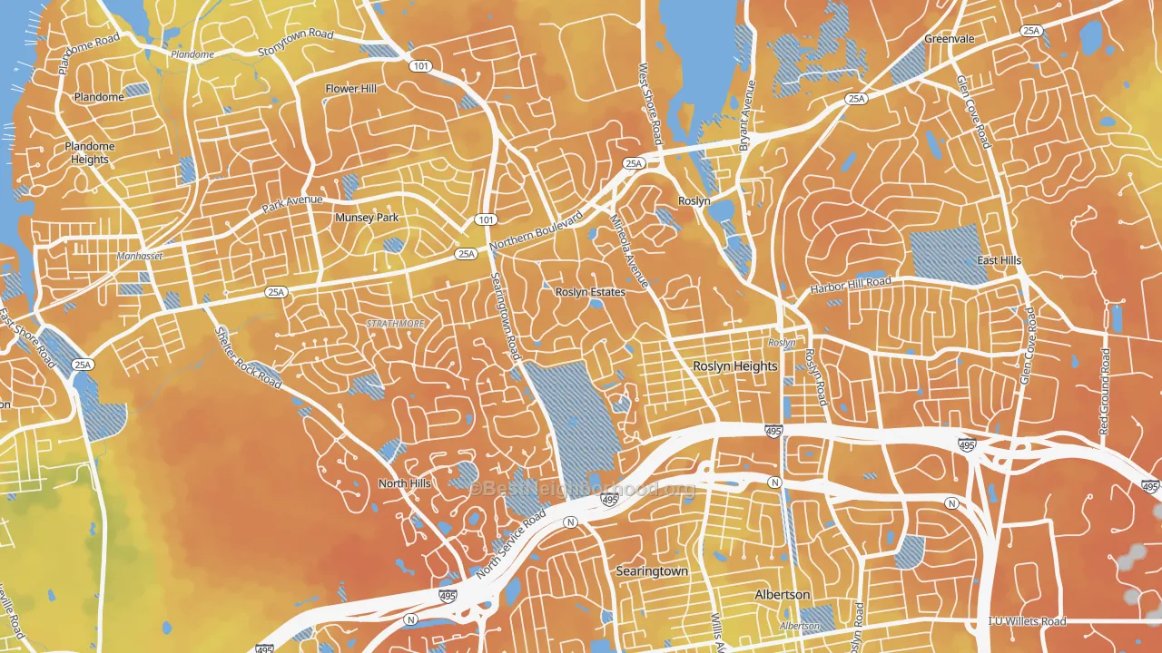 Bike Grade map of Roslyn Estates, NY