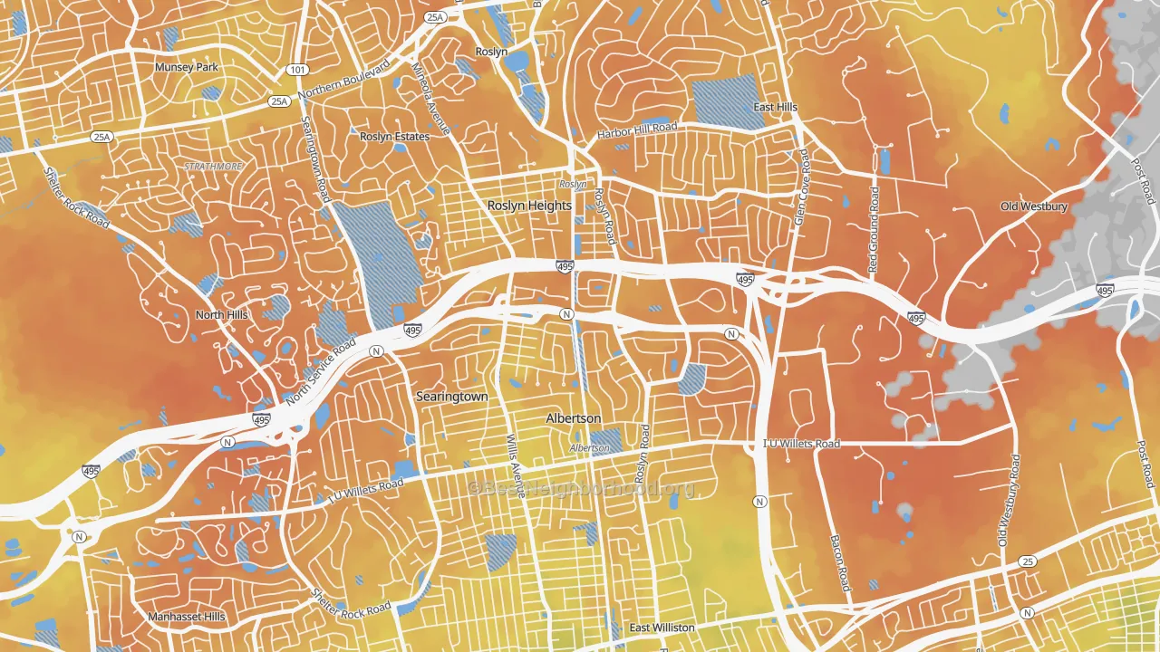 Bike Grade map of Roslyn Heights, NY