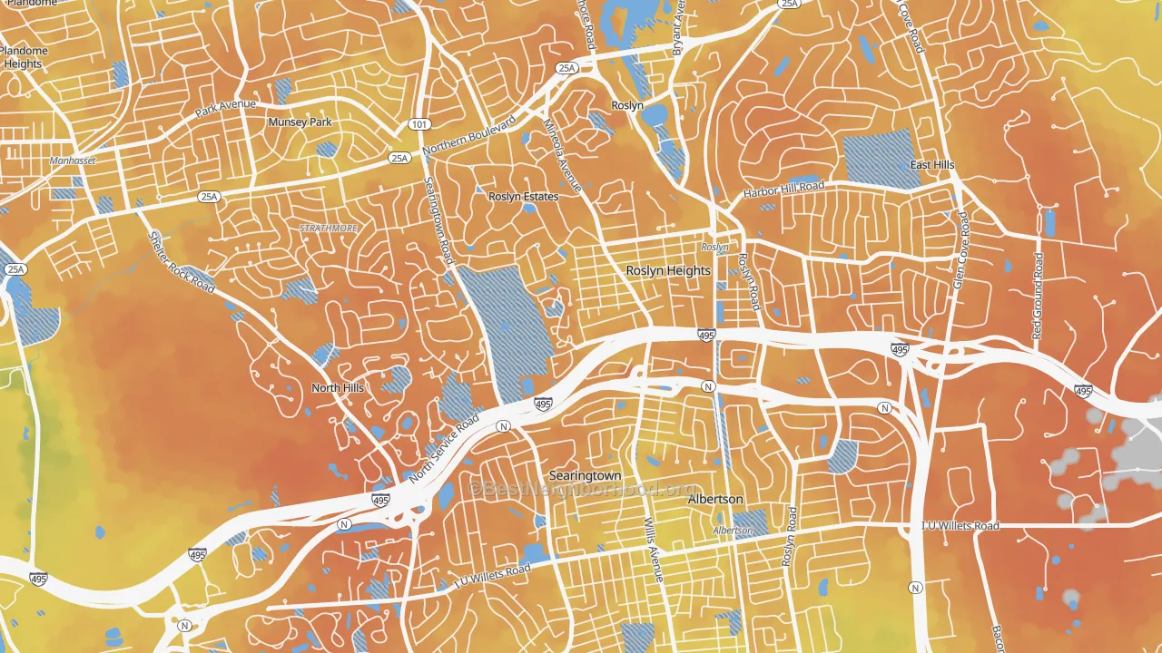 Bike Grade map of Roslyn, NY