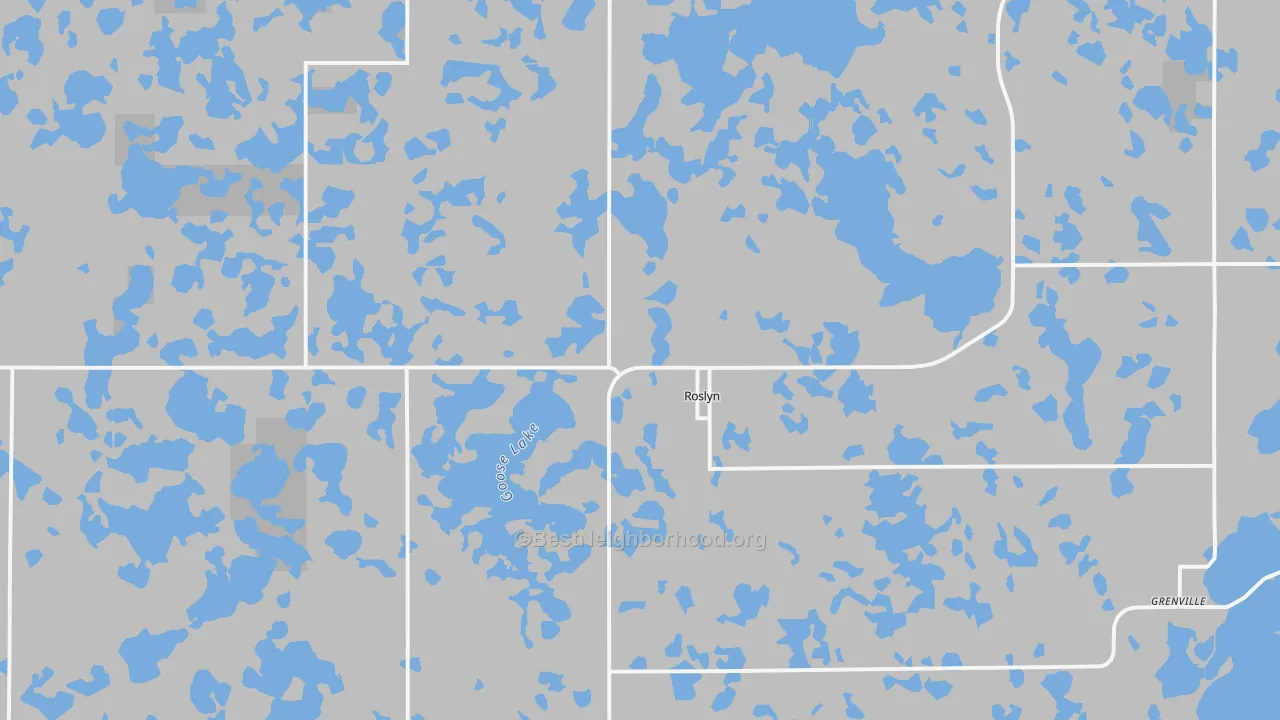 Bike Grade map of Roslyn, SD