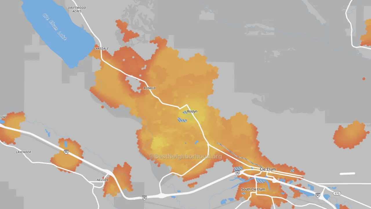 Bike Grade map of Roslyn, WA