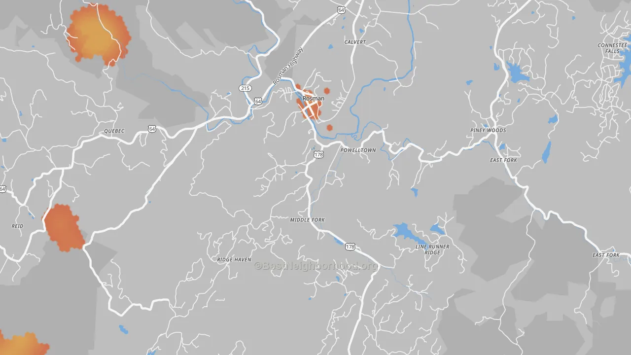 Bike Grade map of Rosman, NC