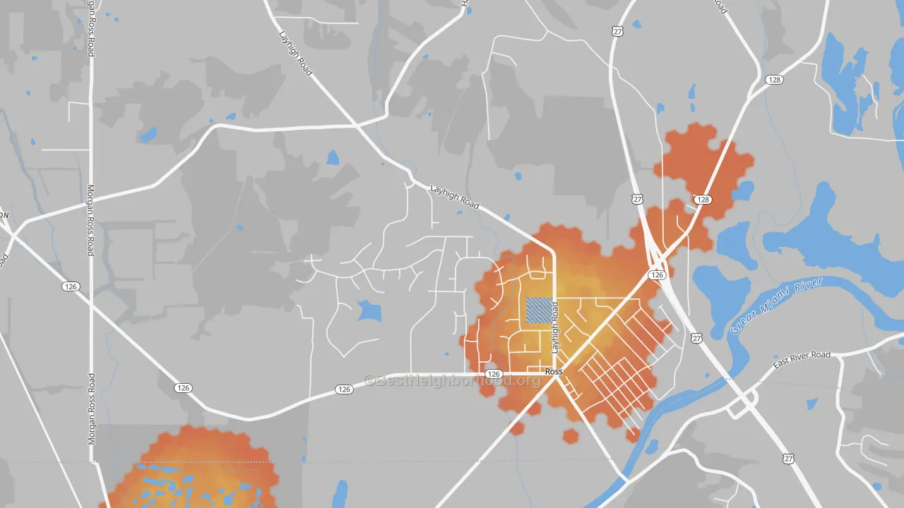Bike Grade map of Ross, OH