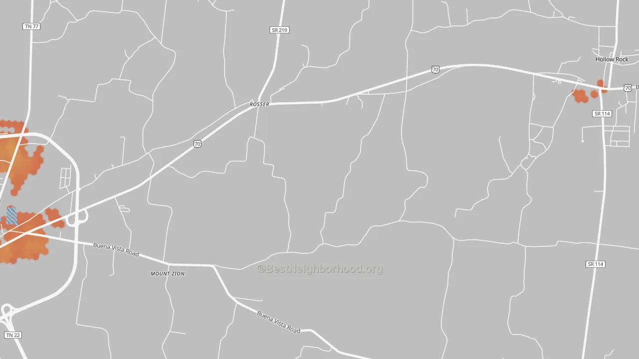 Bike Grade map of Rosser, TN