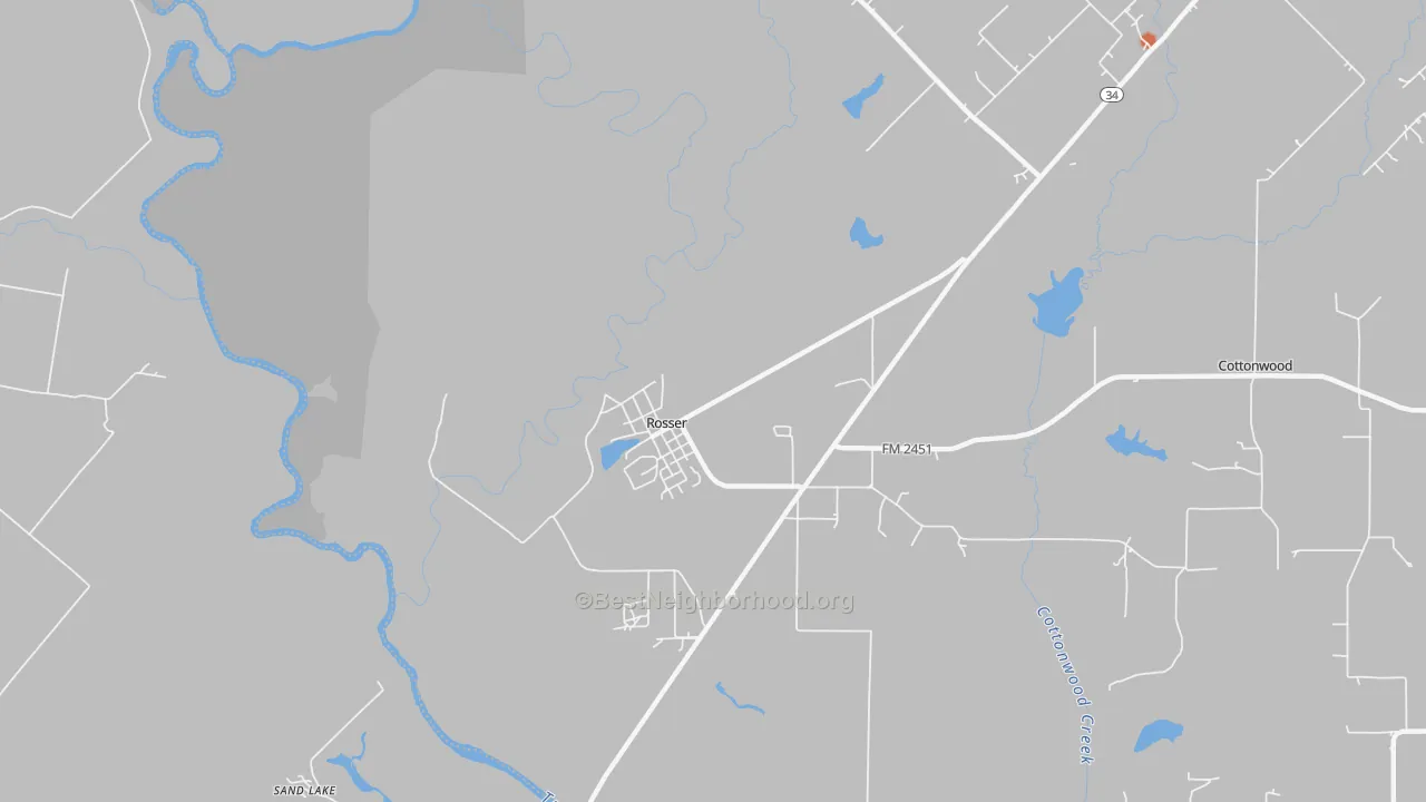 Bike Grade map of Rosser, TX