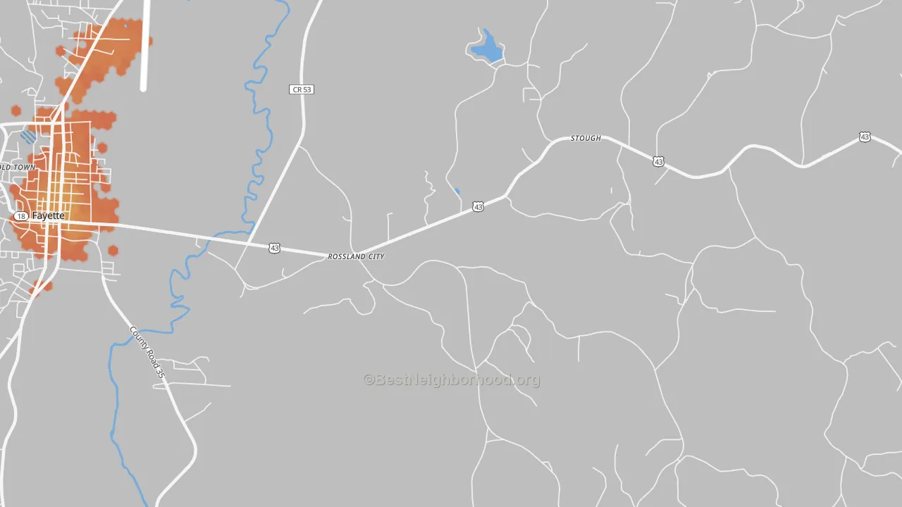 Bike Grade map of Rossland City, AL