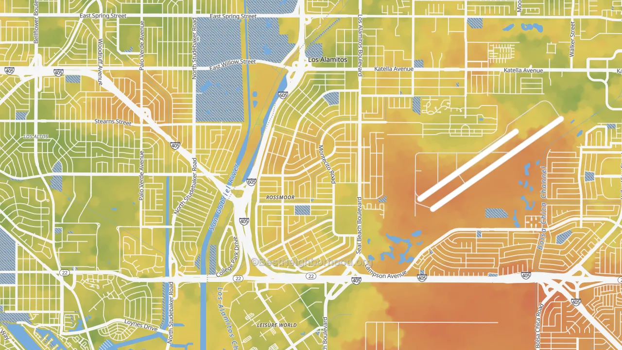 Bike Grade map of Rossmoor, CA