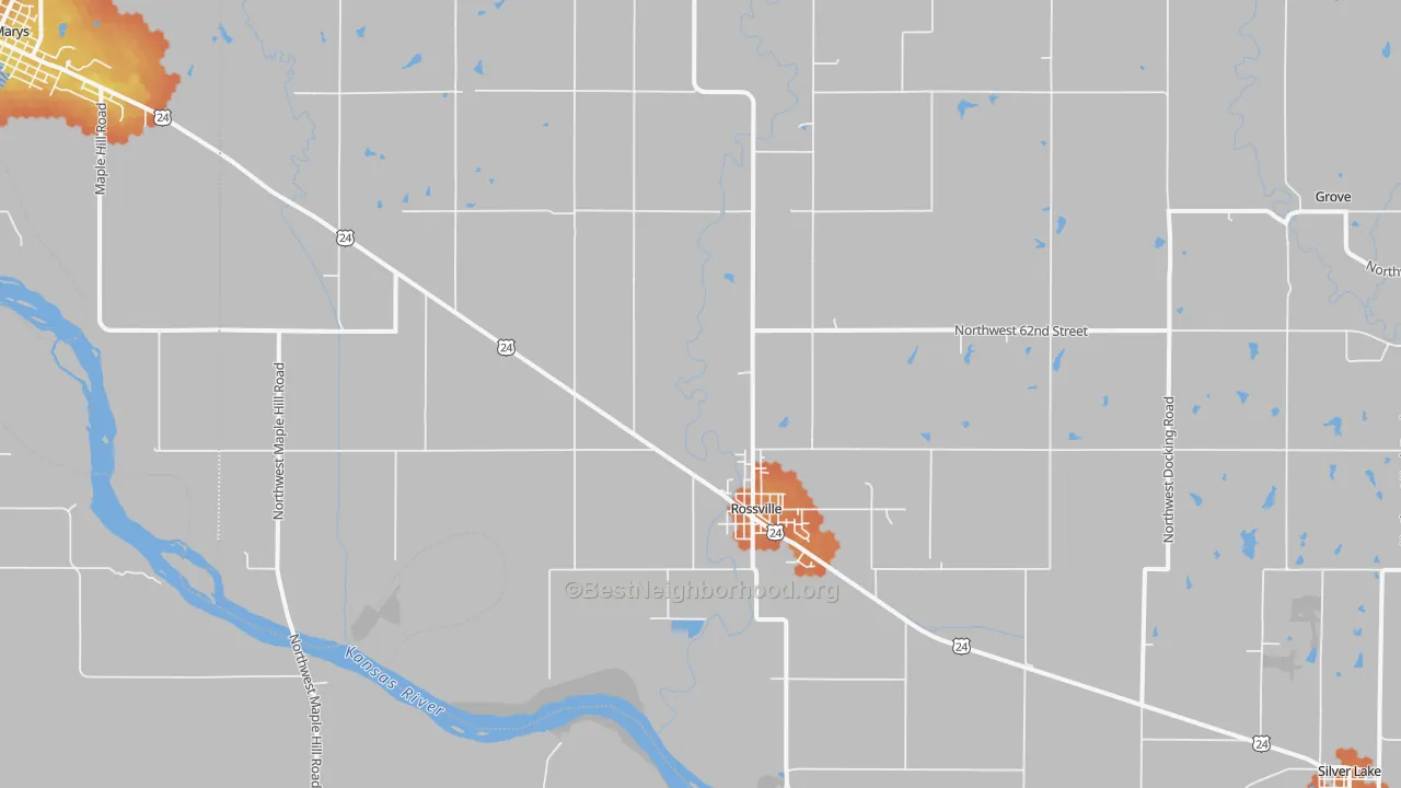 Bike Grade map of Rossville, KS