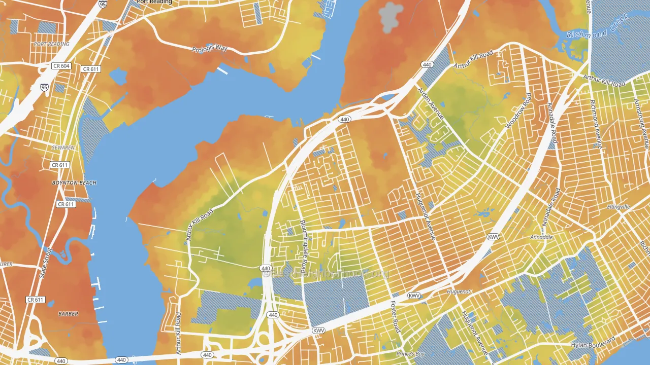 Bike Grade map of Rossville, Staten Island, NY