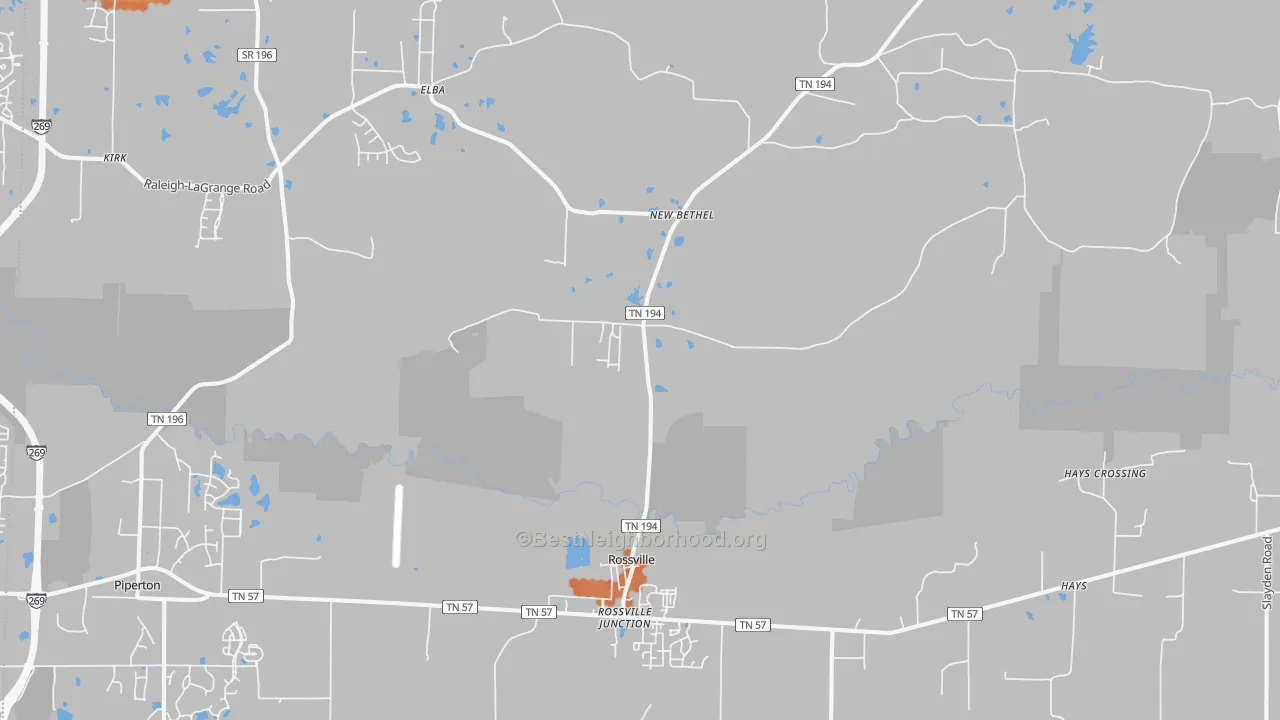 Bike Grade map of Rossville, TN
