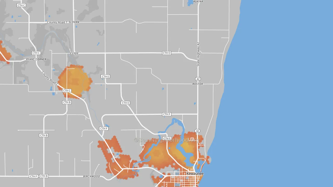 Bike Grade map of Rostok, WI