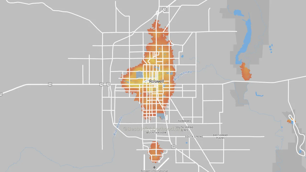 Bike Grade map of Roswell, NM