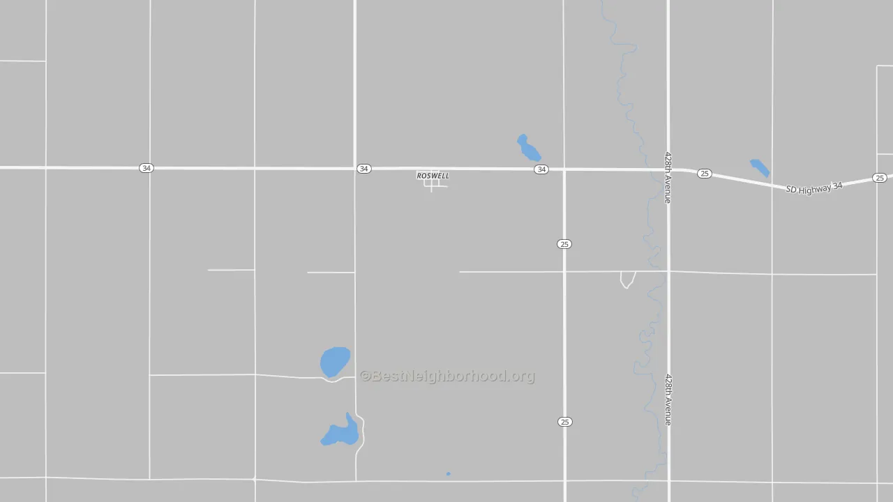 Bike Grade map of Roswell, SD