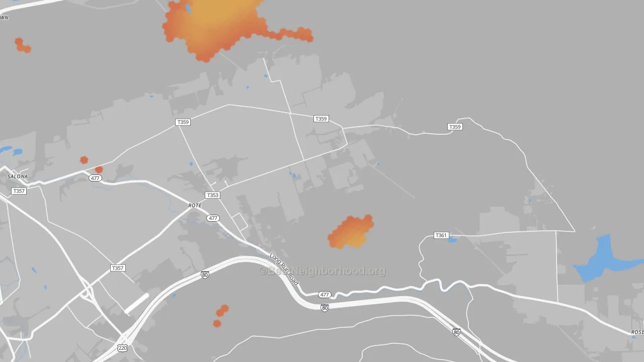Bike Grade map of Rote, PA