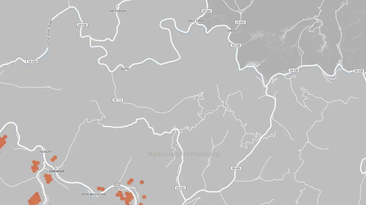 Bike Grade map of Roth, VA