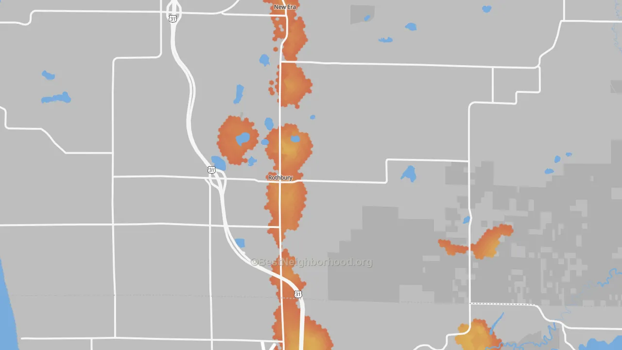 Bike Grade map of Rothbury, MI