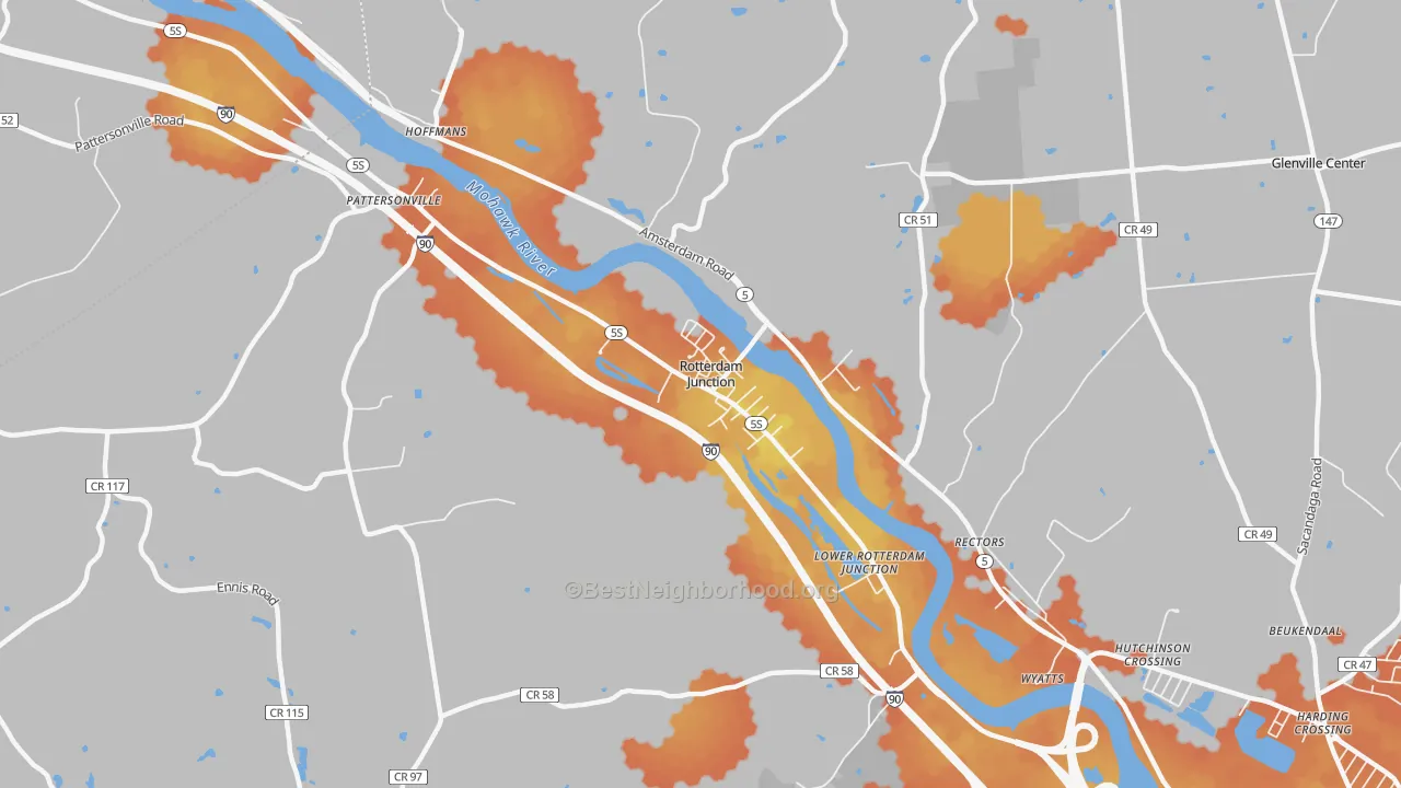 Bike Grade map of Rotterdam Junction, NY