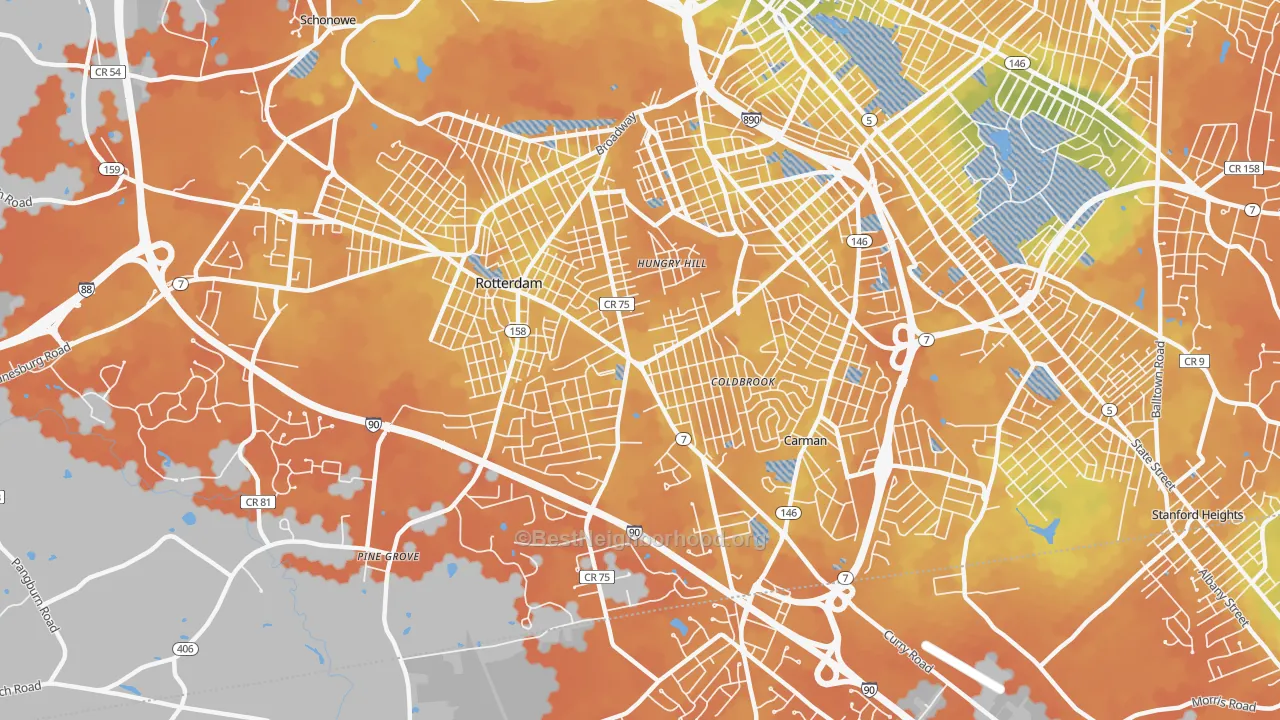 Bike Grade map of Rotterdam, NY