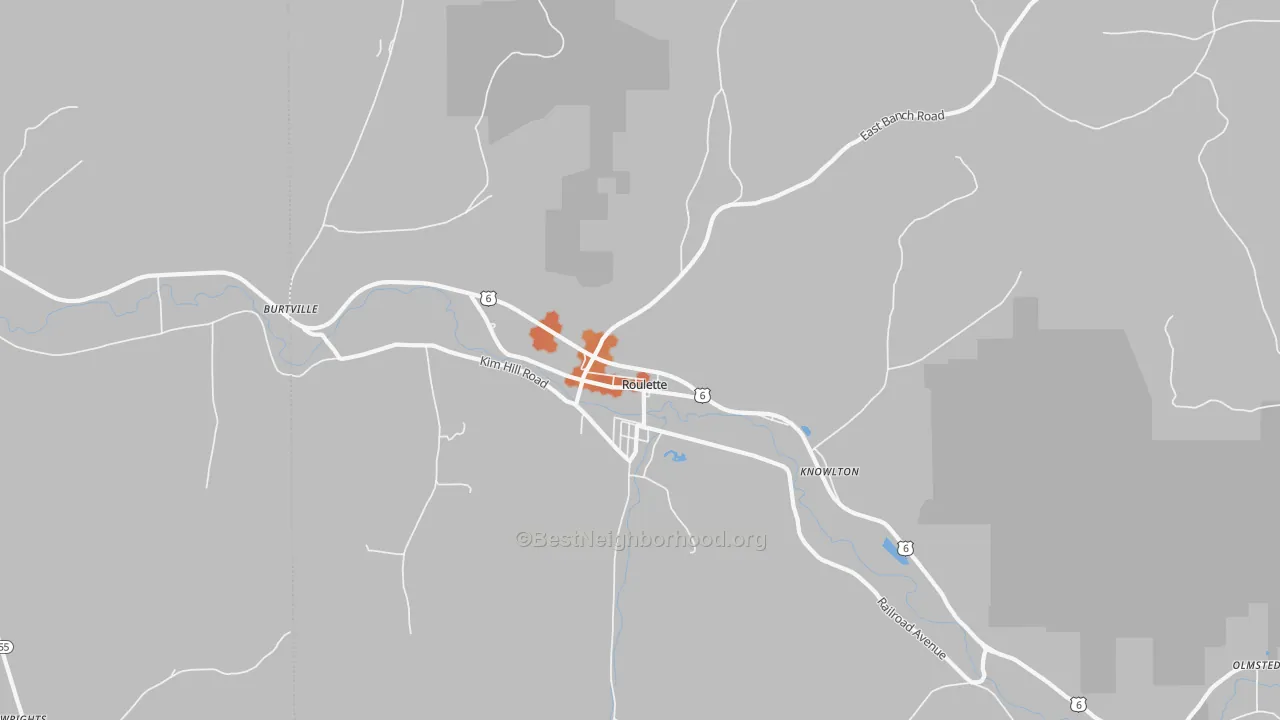 Bike Grade map of Roulette, PA
