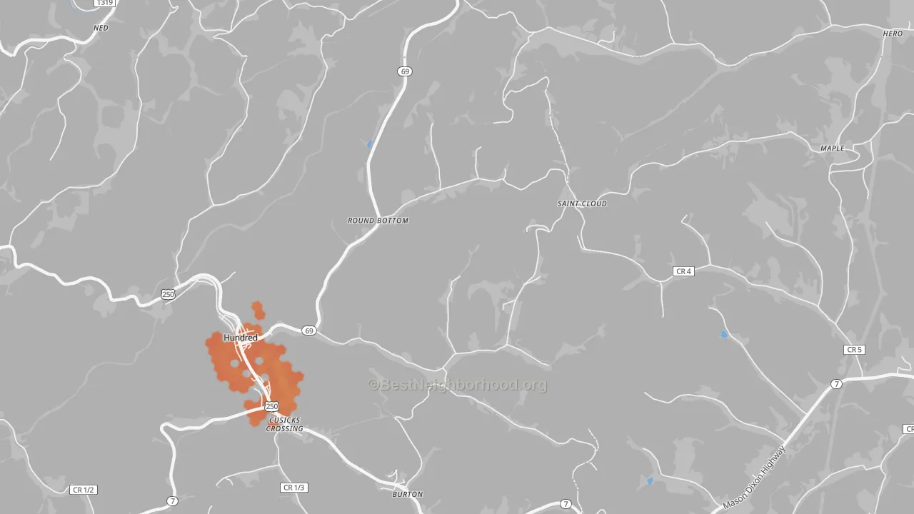 Bike Grade map of Round Bottom, WV