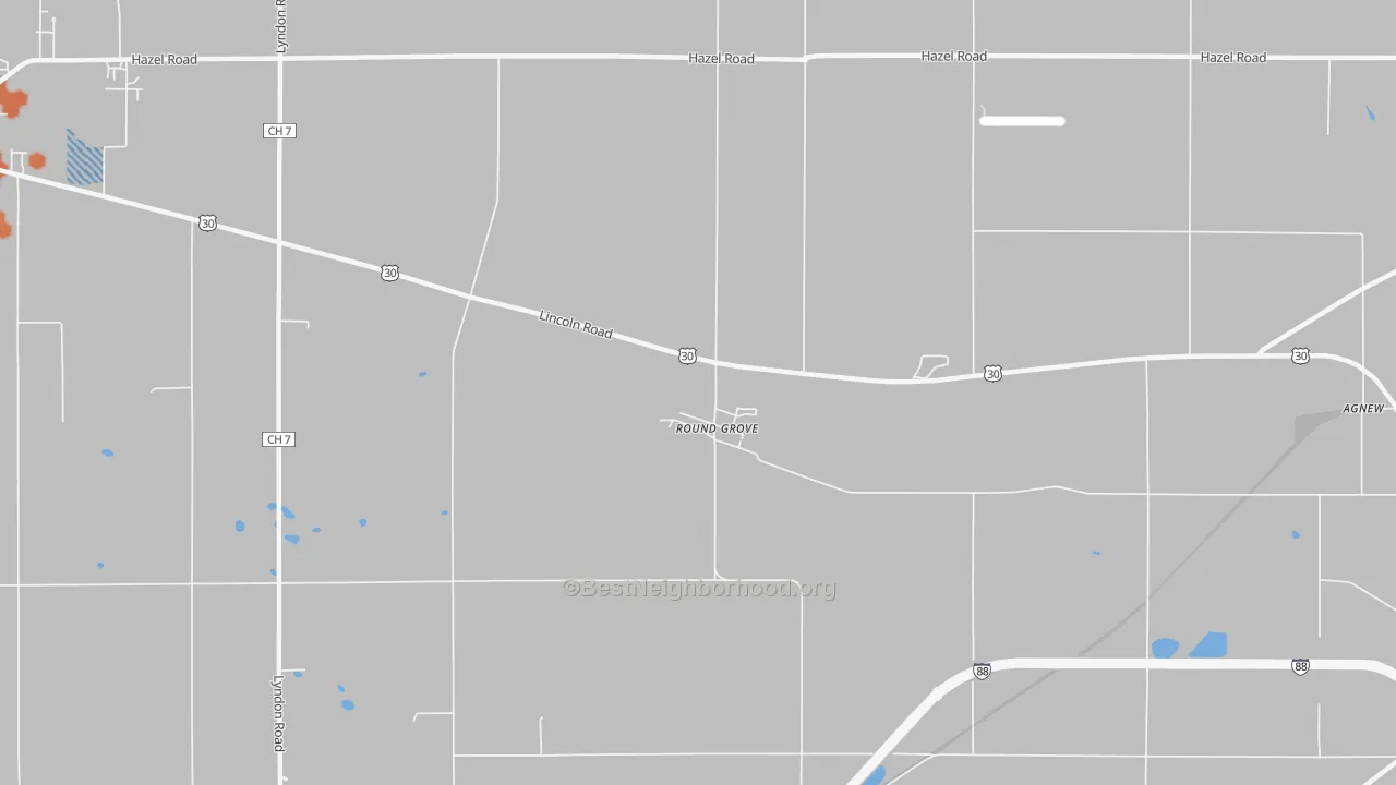 Bike Grade map of Round Grove, IL