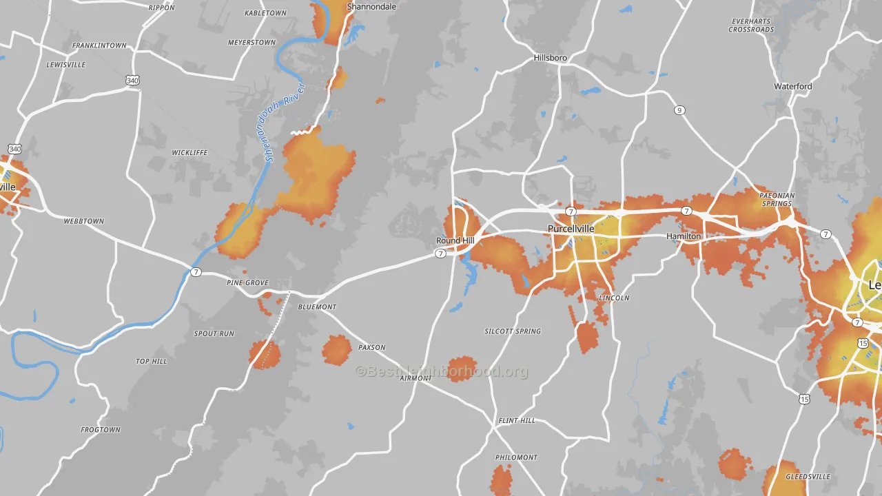Bike Grade map of Round Hill, VA