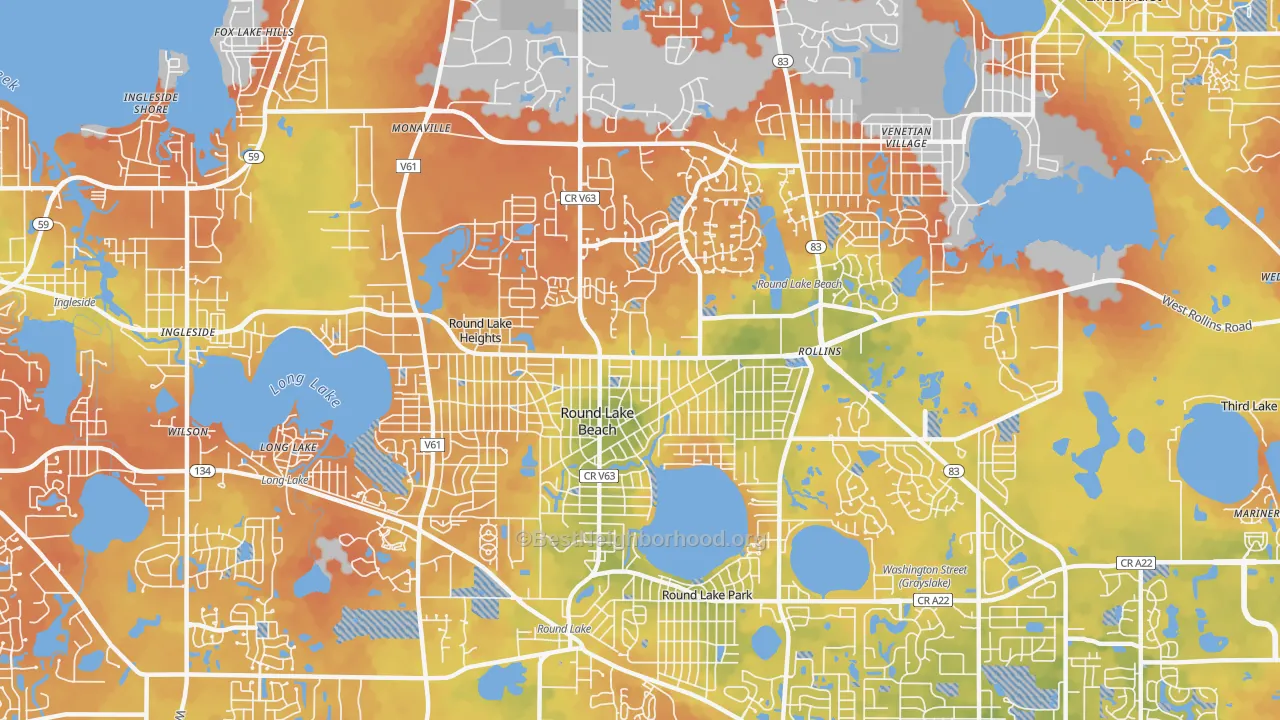 Bike Grade map of Round Lake Beach, IL