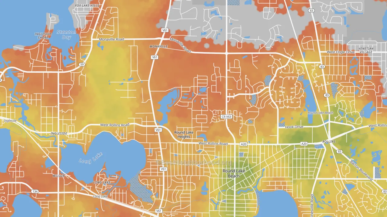 Bike Grade map of Round Lake Heights, IL