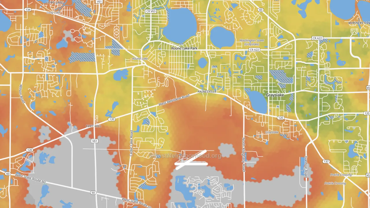 Bike Grade map of Round Lake Park, IL