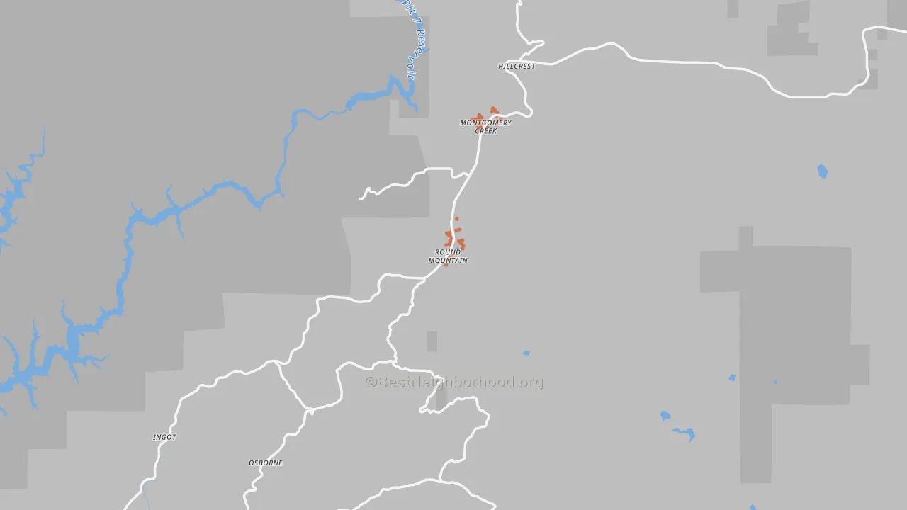 Bike Grade map of Round Mountain, CA