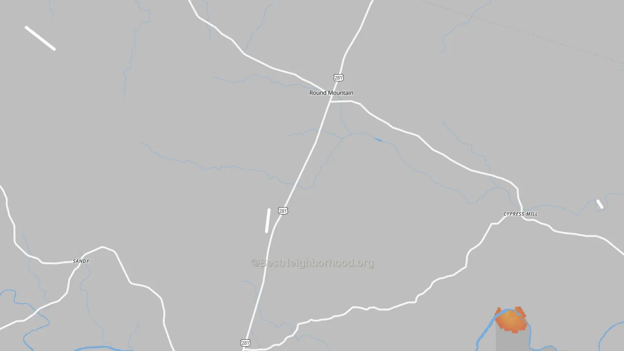 Bike Grade map of Round Mountain, TX