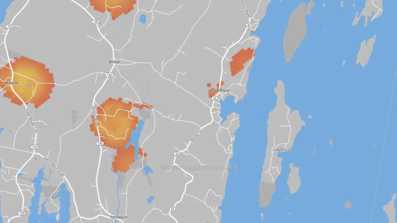 Bike Grade map of Round Pond, ME