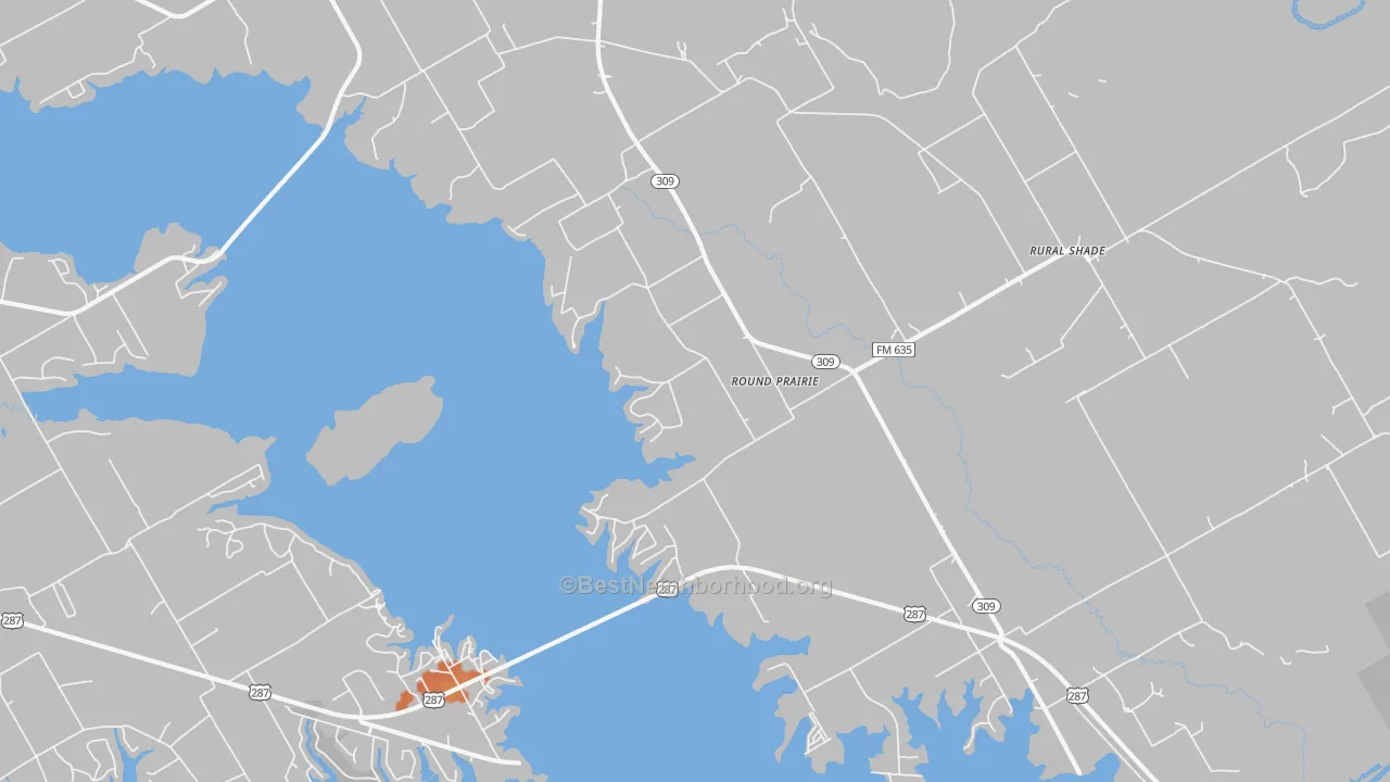 Bike Grade map of Round Prairie, TX