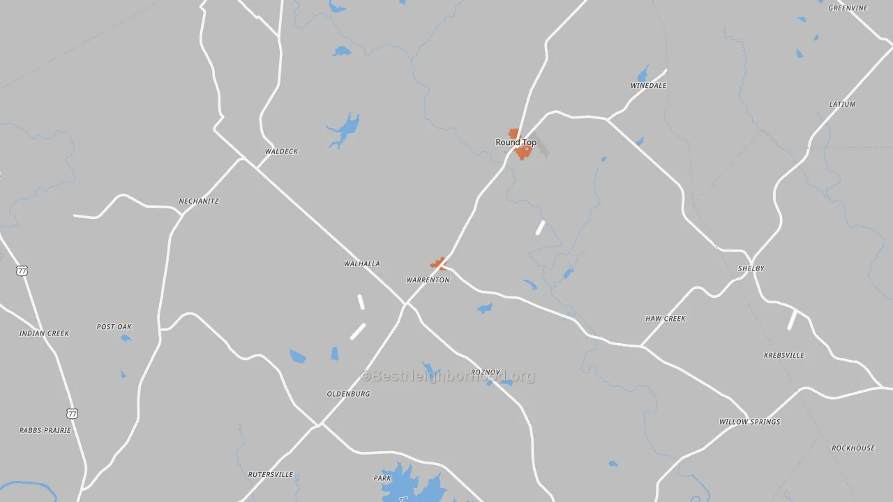 Bike Grade map of Round Top, TX